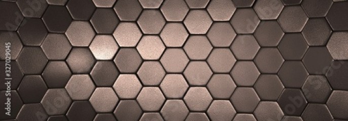 tło srebrno szare tekstura hexagon z refleksami światła. 3d rendering