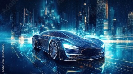 light line structure of futuristic car, Generative Ai