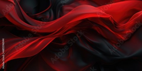 Banner with flying red and black silk fabric with pleats, background image