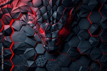 A wallpaper featuring a dragon in striking red and black hues.