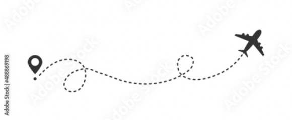 Airplane line path route travel vector concept