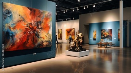 a museum with art on the wall