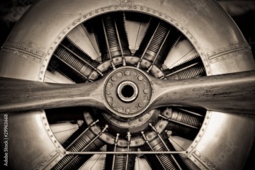 vintage propeller aircraft engine closeup