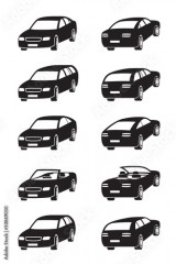 Different cars in perspective - vector illustration