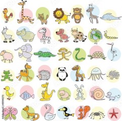 Вектор детские рисунки различных животных
