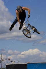 Bmx biker performing in the Maximum Velocity show at Long Island NY