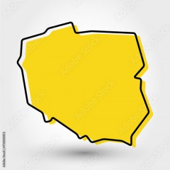 yellow outline map of Poland