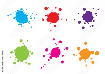 abstract splatter blue red green purple pink orange color set . illustration vector design