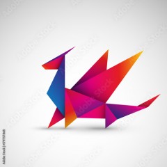 smok origami wektor