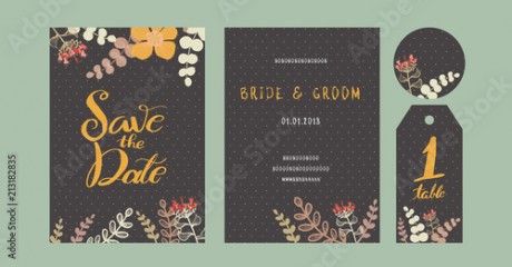 Set of Wedding Card with Flower Concept, Floral, Decorative Vector Templates. Can be used as Greeting Card, Wedding Illustration.