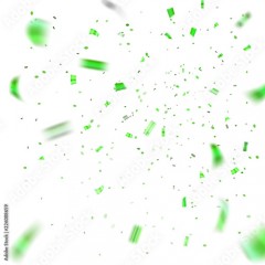 Green confetti explosion celebration isolated on white background. Falling confetti. Abstract decoration party, birthday celebrate or Christmas, New Year confetti decor. Vector illustration