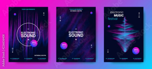 Wave Music Posters Set.