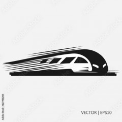 Vector illustration: fast black train. Modern train. Simple icon. Flat design