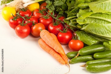 vegetables over white background