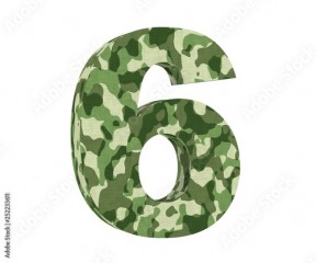 3D rendering Camouflage number 6 six. 3D render Illustration.