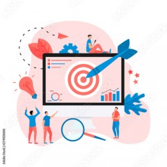 Target with an arrow on monitor, hit the target, goal achievement. Business concept vector illustration 