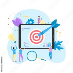 Target with an arrow, hit the target, goal achievement. Business concept vector illustration 