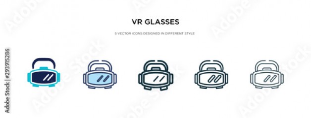 vr glasses icon in different style vector illustration. two colored and black vr glasses vector icons designed in filled, outline, line and stroke style can be used for web, mobile, ui