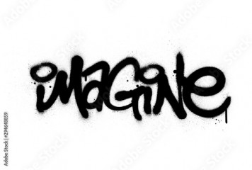 graffiti imagine word sprayed in black over white