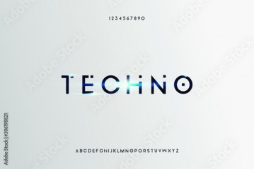 techno Abstract technology futuristic alphabet font. digital space typography vector illustration design