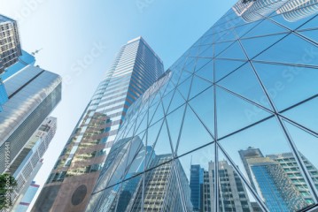 Exterior of modern architecture in downtown. Building abstract background