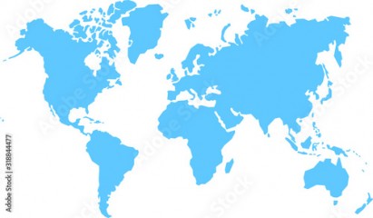 High Detail World map in blue line. Vector illustration EPS10.