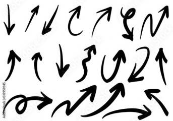 Set of Hand drawn vector arrows doodle on white background.design element vector illustration.