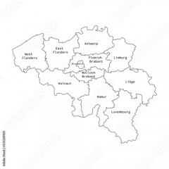 Vector illustration of administrative division map of Belgium. Vector map..