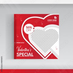Valentine's Day sale Instagram posts collection on paper style Vector