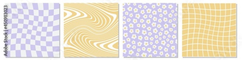 Set of retro 1970s style abstract backgrounds