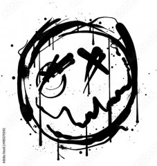 grunge hand drawn graffiti icon spray paint illustration with dripping ink effects
