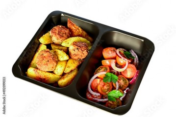 Diet box set. A healthy food and diet concept. Dietary catering. Fitness meal. Take away.