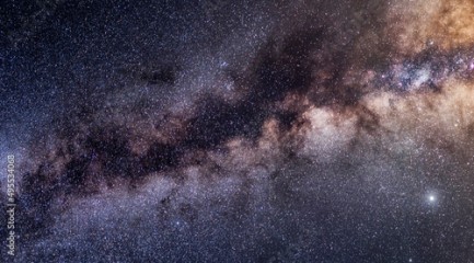 Milky way galactic center. Landscape with Milky way galaxy. Night sky with stars