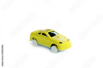 Close-Up Of Children's toy Car On White Background.