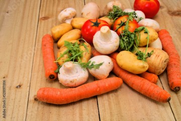 vegetables on wooden table