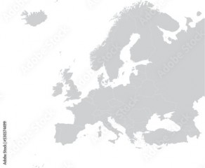 Blue Map of Republic of San Marino within gray map of European continent
