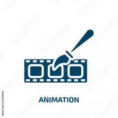 animation icon from cinema collection. Filled animation, movie, effects glyph icons isolated on white background. Black vector animation sign, symbol for web design and mobile apps