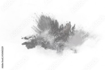 Black powder explosion no background. Colored cloud. Colorful dust explode. Paint Holi.