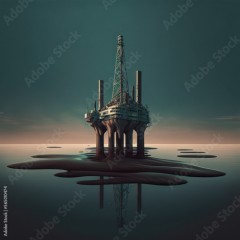 oil platform offshore to extract petroleum. generative ai