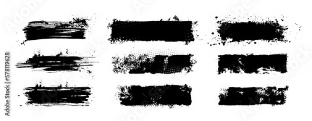 Blank texture, Grunge stencil frames, paintbrush callout titles for text. Artistic graphic box, dirty design elements, quote speech template. Brush stroke texture for text. Grunge stencil. Vector set