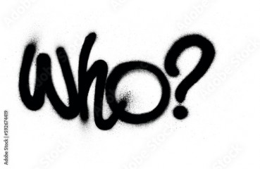 graffiti who word with question mark in black over white