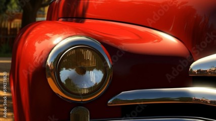 closeup of headlights on a vintage sport car wallpaper Ai Generative 