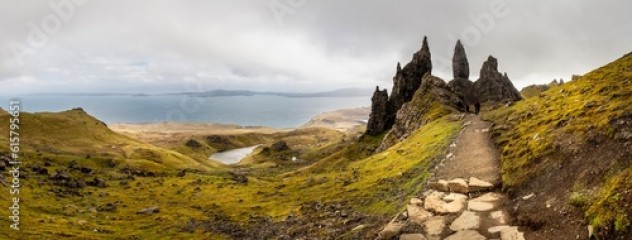 Old Man of Storr panorama view, Scotland, Isle of Skye