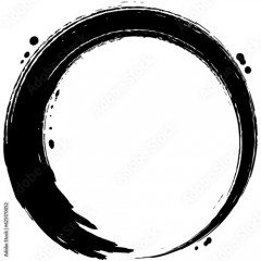 手描きの黒い円 丸 筆文字 