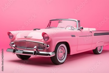 old pink car isolated on pink background ai generated art