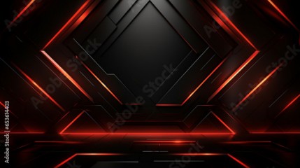3d glowing red techno abstract background. 