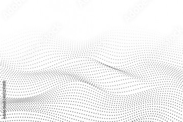 White Technology Waves Pattern Abstract Background. Particle. Vector Illustration