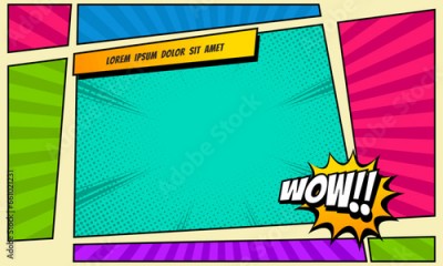 Colorful comic background template scene. vector illustration