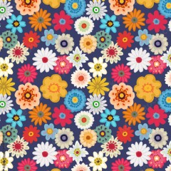 レトロでカラフルな花のシームレスパターン