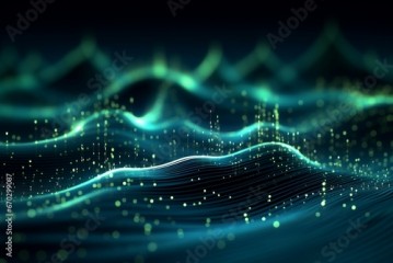 rendering 3d wave dynamic background dots green futuristic flow technology abstract datum innovation sound illustration business digital music dot texture science pattern grid techno
